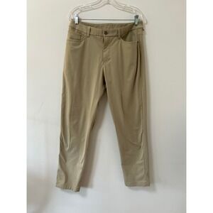 Lululemon ABC Pant Slim Warpstreme Tan Khaki Mens 32x29 Five Pocket Trousers